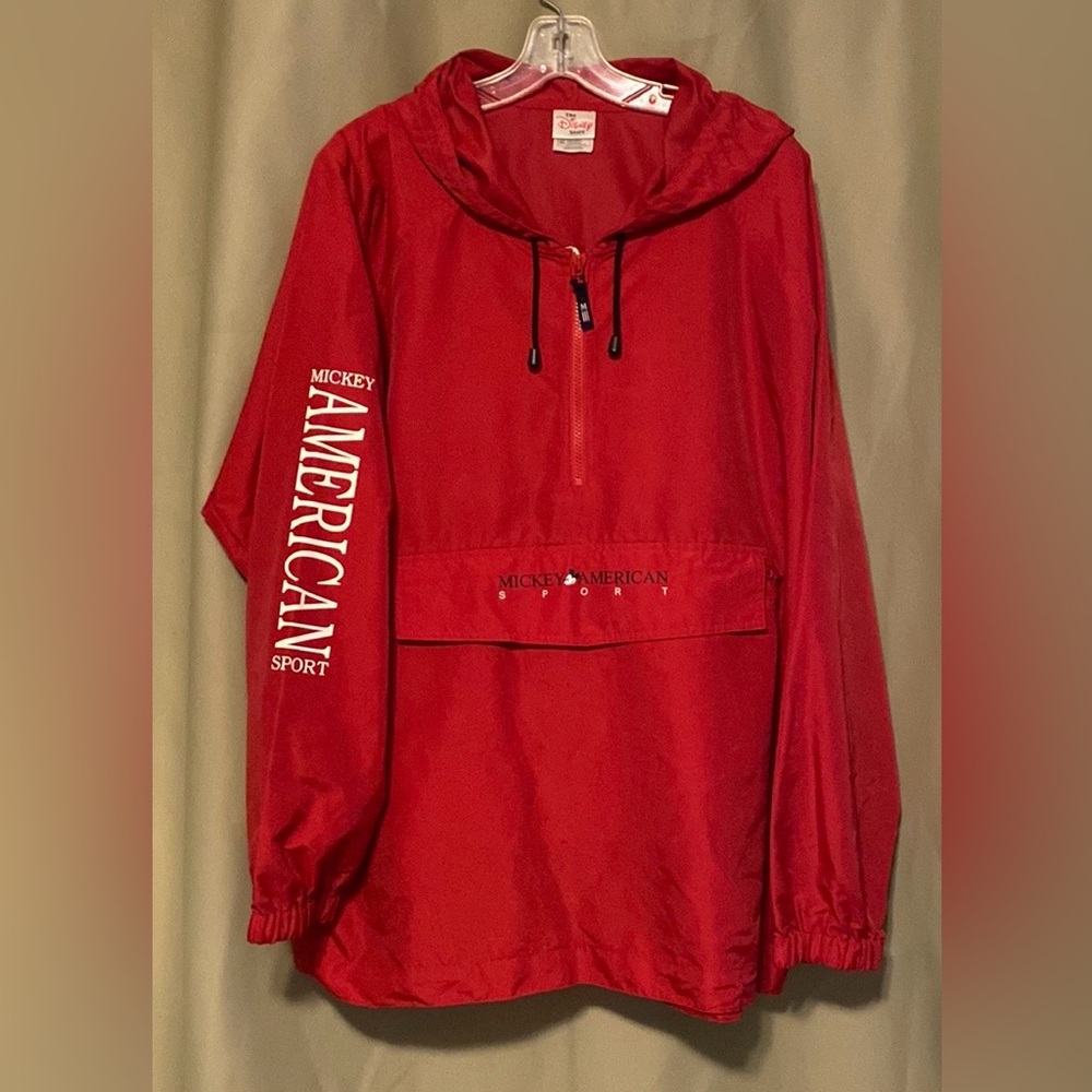Vintage Mickey American Sport 1/2 Zip Hooded Windbreaker The Disney Store XXL